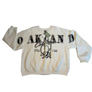 NWT H&M  sweatshirt Oakland California Cream And Black Size L